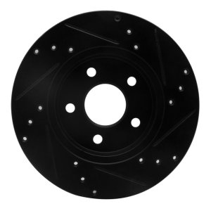 Ford Mondeo Brake Rotor (1) - Rear Left - R1 Concepts - Drilled & Slotted - Black - `01-`08